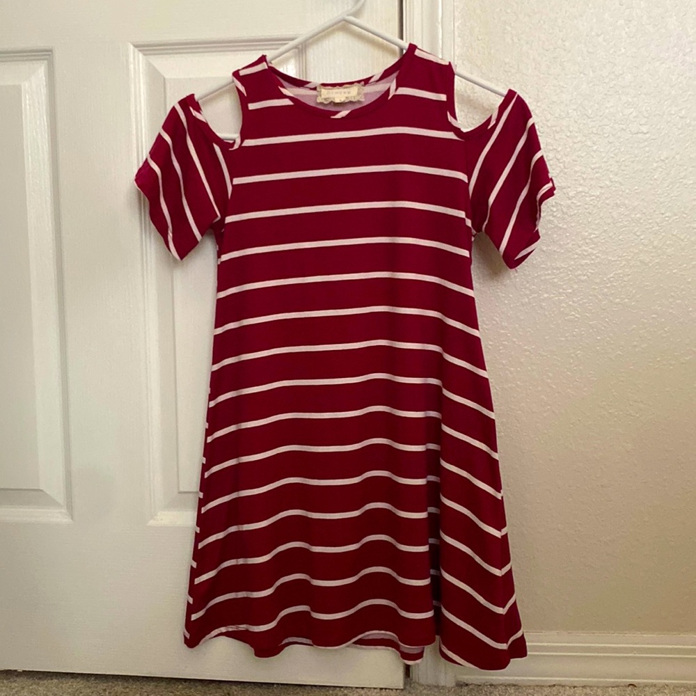 Red and white striped dress